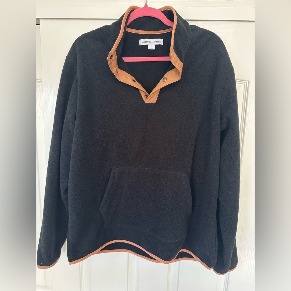 Men's Black and Tan 1/4 Button Sweater